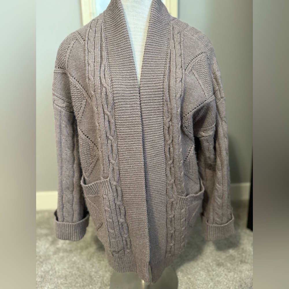 Gentle Fawn Cable Knit Acrylic Cardigan, XS, oversized, EUC